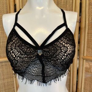 Black Bralette nude lining great for Halloween size medium